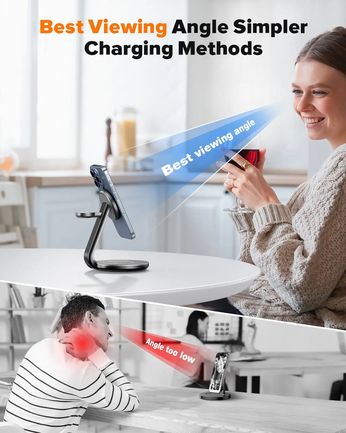 HERRBOL 3-In-1 Charging Station Compatible with Magsafe Wireless Charger for Iphone 12/13/14/15/16 Series for Airpods Iwatch Series Wireless Charger
