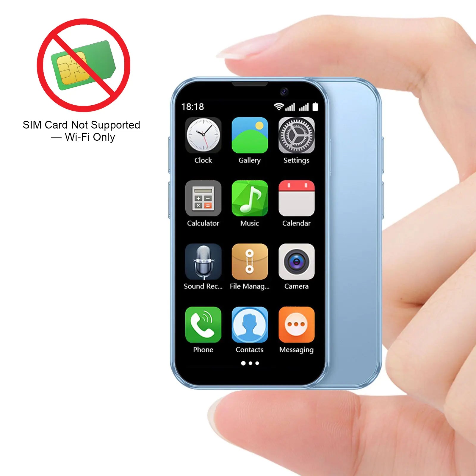 BLKE Mini Phone 3.0 Inch HD Touchscreen Kids' Toy Cellphone GPS Portable Lightweight Android Android System 3MP+5MP Dual Camera Setup Perfect Gift for Kids Learning Notes to Use 5V/1A Adapters Only 2.4Ghz Wifi Supported, No SIM Support