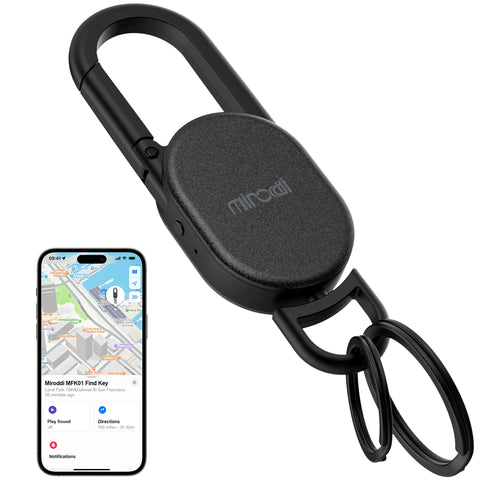 Keychain with Apple Find My(Ios Only), Key Finder Built-In Anti-Loss Tracker, Heavy Duty Key Holder, Premium Stainless Steel Keychain Carabiner Car Key Chains with GPS Global Locator Tracking Waterproof