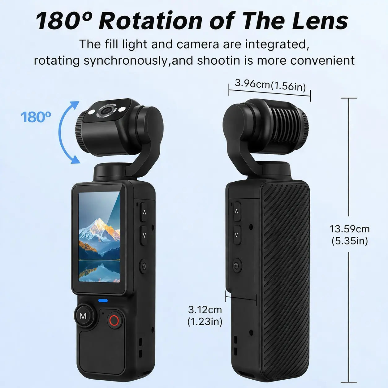 Portable Ultra HD Video Recorder with 180° Rotating Lens, Handheld Stabilizer Pocket Camera, Full Body Camera for Vlogging, Travel & Daily Life Recording, USB Rechargeable, Black, Vlogging Camera, Modern Gadget, Durable Construction, Camcorder Tiktokshops