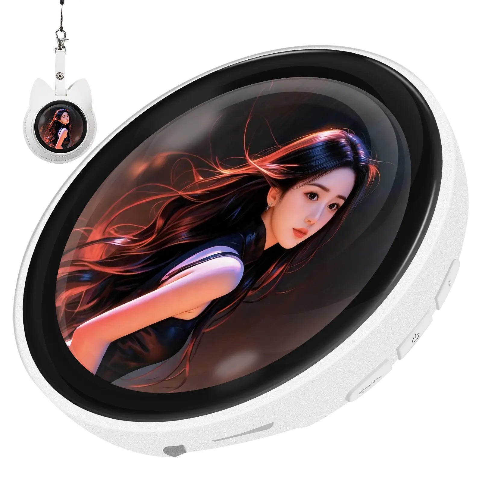 Lightweight Portable Touchscreen Display with Cat Ear Protective Cover, Long Battery Life, Multifunctional, Supports QR Codes, Anime/Game Merchandise, Collectibles, Gifts, and Photo/Video/Gif Decoration Digital Picture Frame