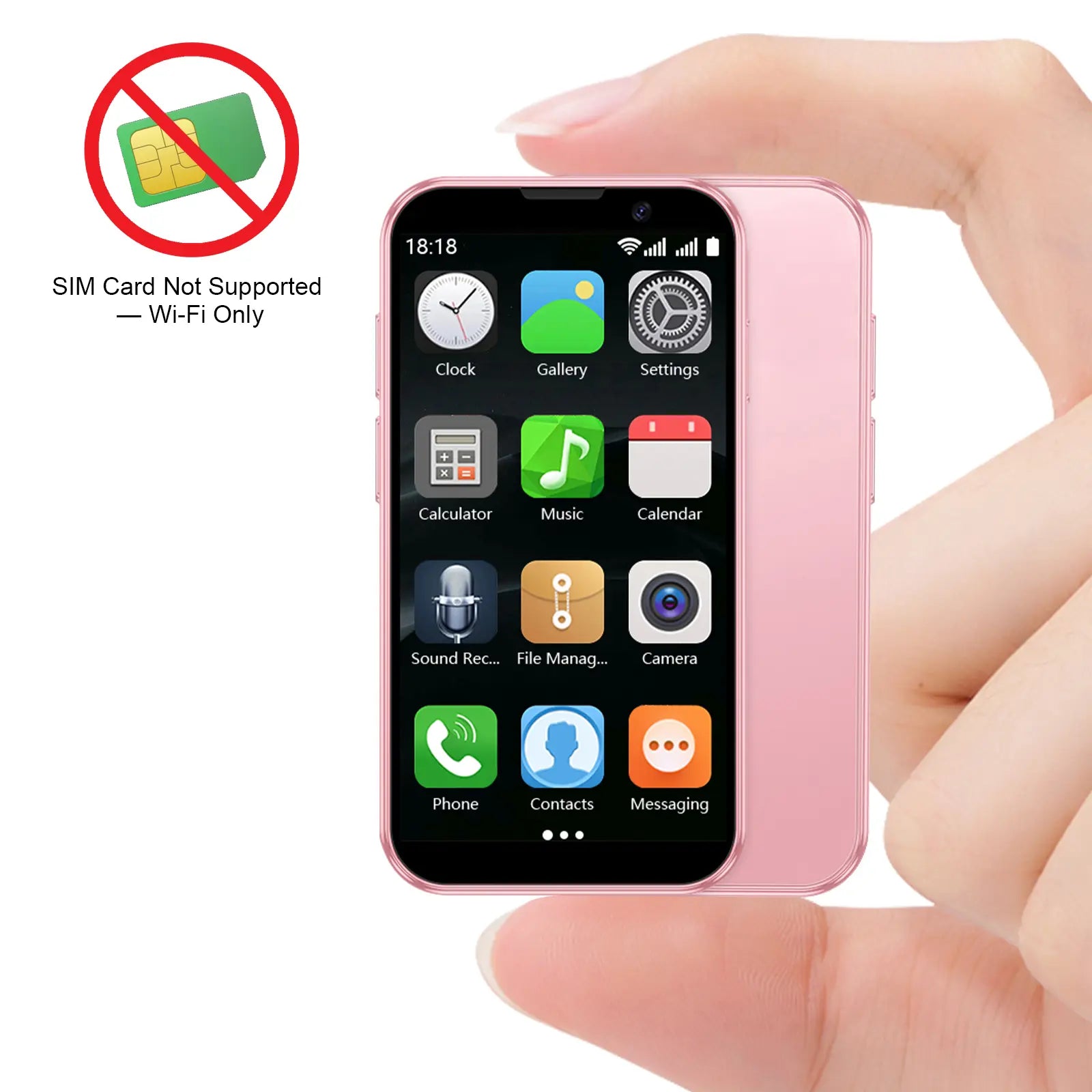 BLKE Mini Phone 3.0 Inch HD Touchscreen Kids' Toy Cellphone GPS Portable Lightweight Android Android System 3MP+5MP Dual Camera Setup Perfect Gift for Kids Learning Notes to Use 5V/1A Adapters Only 2.4Ghz Wifi Supported, No SIM Support