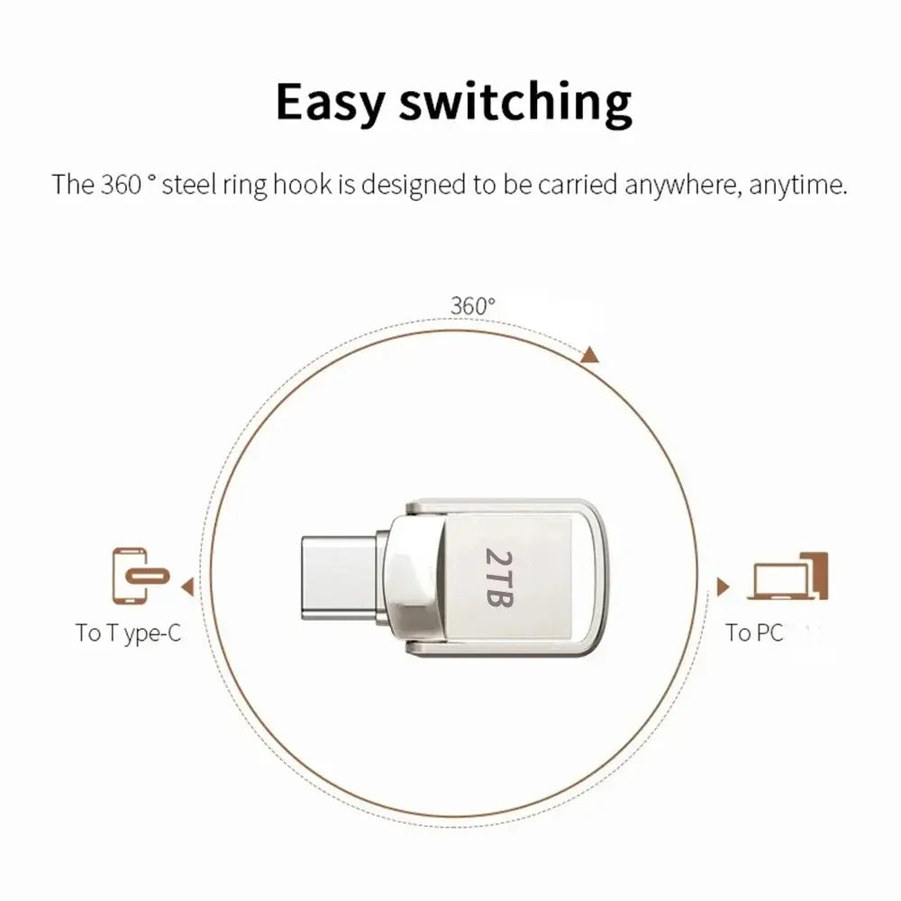 USB Flash Drive 2TB Type C Pen Drive Memory Stick Flash Disk for PC Smartphone Storage U Disk
