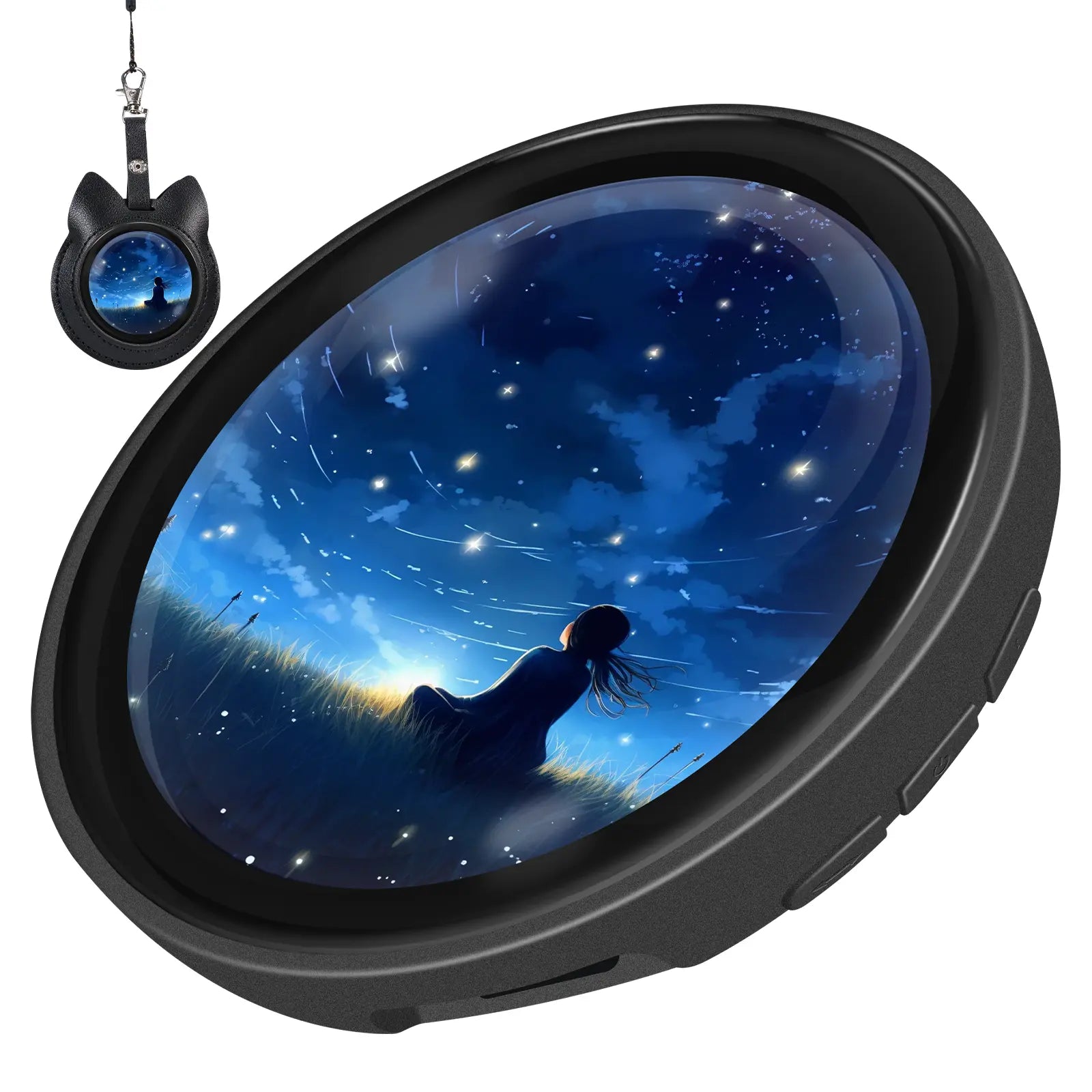 Lightweight Portable Touchscreen Display with Cat Ear Protective Cover, Long Battery Life, Multifunctional, Supports QR Codes, Anime/Game Merchandise, Collectibles, Gifts, and Photo/Video/Gif Decoration Digital Picture Frame