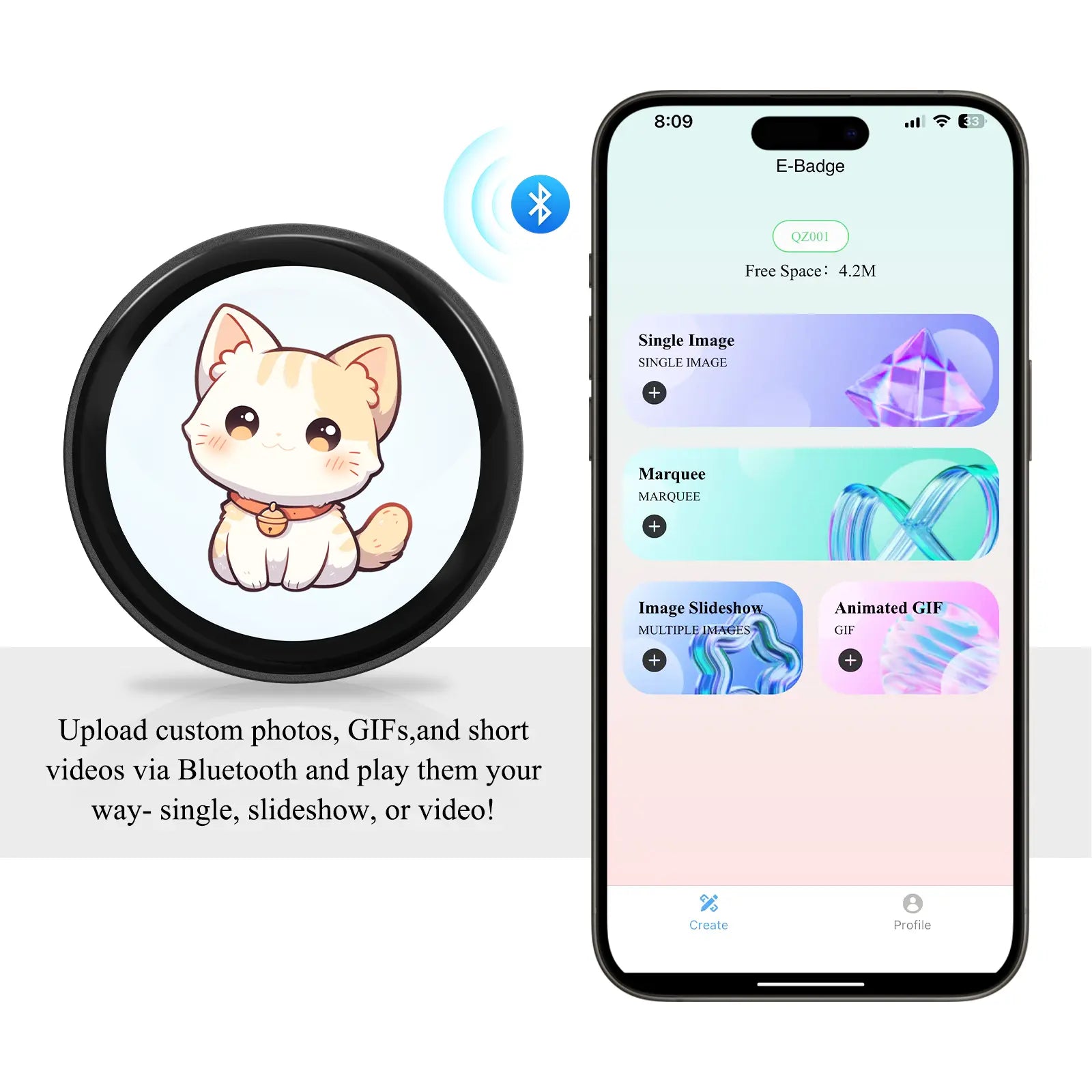 Lightweight Portable Touchscreen Display with Cat Ear Protective Cover, Long Battery Life, Multifunctional, Supports QR Codes, Anime/Game Merchandise, Collectibles, Gifts, and Photo/Video/Gif Decoration Digital Picture Frame